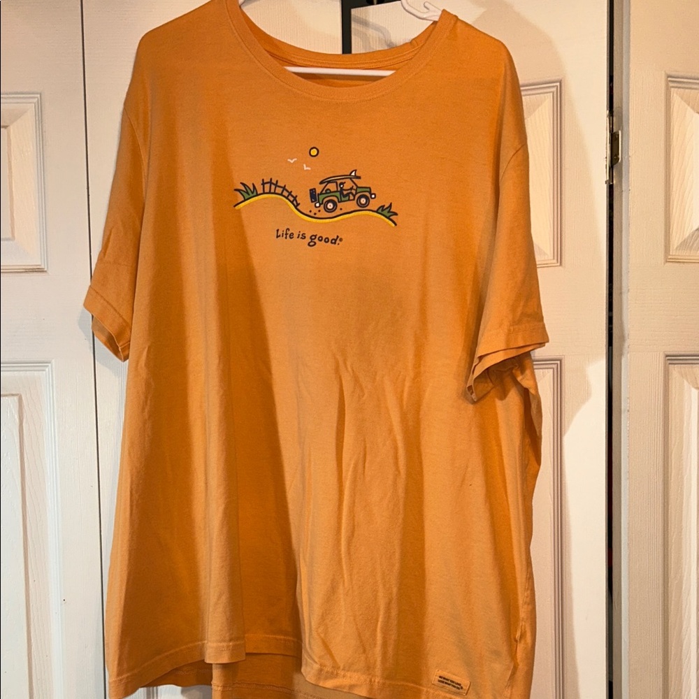 Life Is Good Men's Short Sleeve Tee in Vibrant Orange